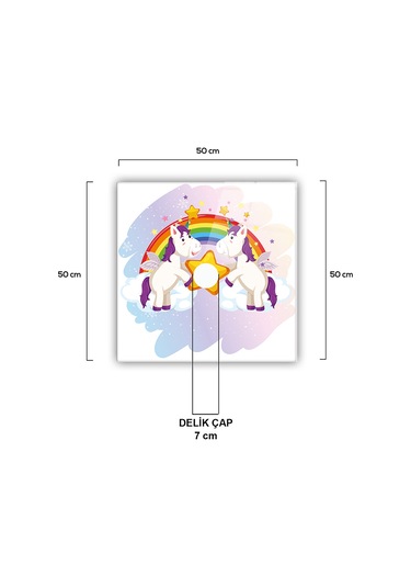Cam Avize Göbeği | Unicorn | 50Cm X 50Cm Çok Renkli
