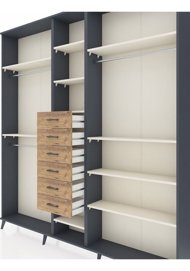 Arges Dolap 10 Raflı 6 Çekmeceli 3 Askılı 220x30x243 Antrasit-aytaşı/çam Aytası/atlas Çam Arges Dolap 10 Raflı 6 Çekmeceli 3 Askılı 220x30x243 Antrasit-aytaşı/çam Aytası/atlas Çam