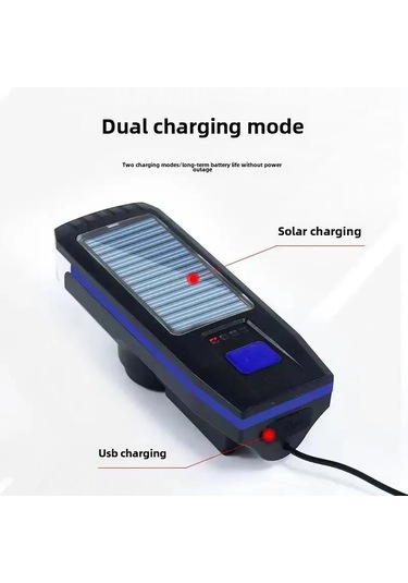 Mufunye Yeşil Güneş Enerjili Şarjlı Farenin, Yüksek Lümenli Işık Ve Güç Göstergeli, Gece Sürüşü İçin Yüksek Tizli Hoparlör Lambası Yeşil