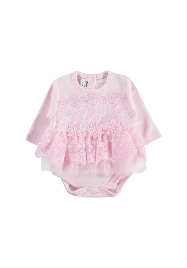 Civil Baby Fırfır Tüllü 3-12 Ay Çıtçıtlı Badi - Pembe