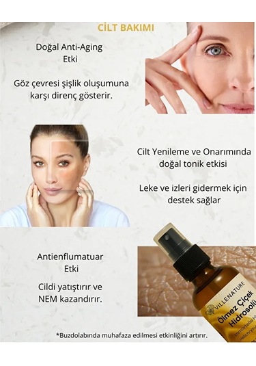 Villenature Ölmez Çiçek Hidrosolü Immortelle Hydrosol Helichrysum Italicum 2 x 100 ML