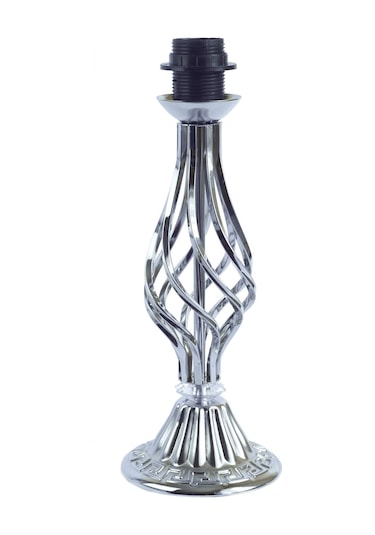 Dekovien Modern Metal Ayak Koyu Gri Abajur Gümüş