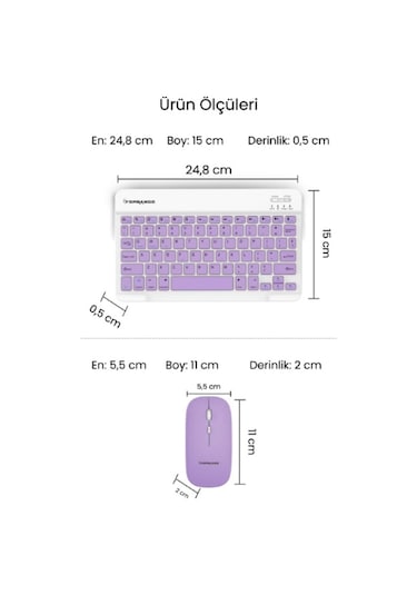 Mor Kablosuz Klavye Ve Mouse Seti