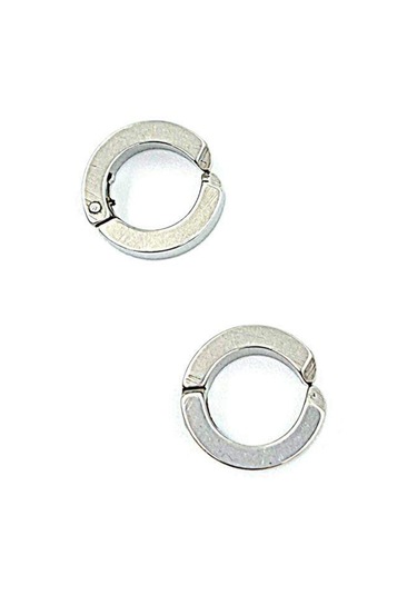 Çelik Unısex Kıstırmalı Gümüş Küpe Gri