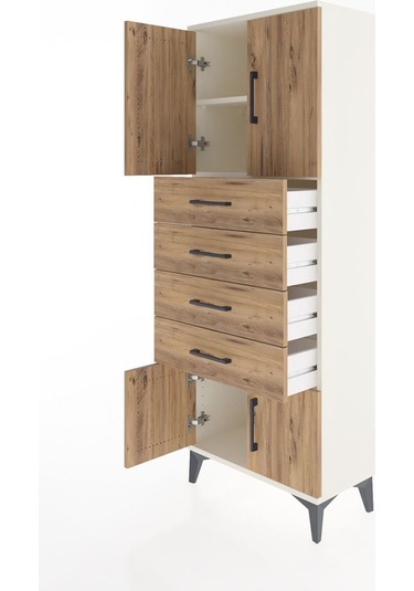 Arges Dolap 2 Raflı 4 Çekmeceli 4 Kapaklı 60x30x163 Aytaşı-çam Aytaşı