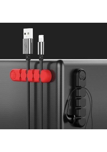 Willowhaven Yeşil Silikon Kablolama Tutucu, 4 Delikli Masaüstü Kablo Düzenleyici, Usb Şarj Kablosu İçin Pratik Çözüm, 9x2x1 Cm, 20g