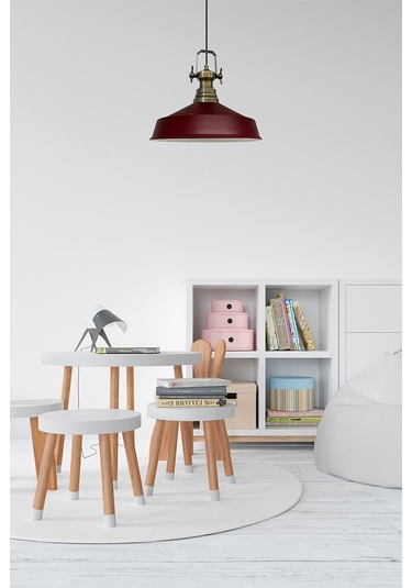 Asaletli Tekli Avize Yeni Eskitme Başlık Retro Sarkıt Lamba Restoran Salon Aydınlatma Bordo