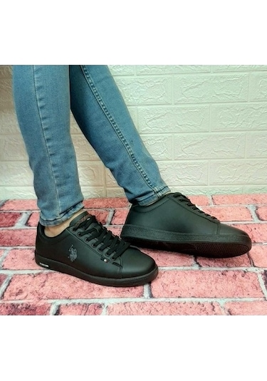 U.S.Polo Franco Siyah Düz Tabanlı Sneaker Bayan Erkek Spor Ayakka