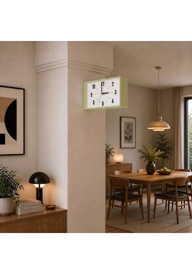 Fibrika Store Retro Station Duvar Saati - Minimalist Tasarım Açık Yeşil