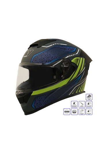 My Helmets Mks001-rgby Yarış Spoiler Güneş Vizörlü Şeffaf Full Face Motosiklet Kaskı Çok Renkli