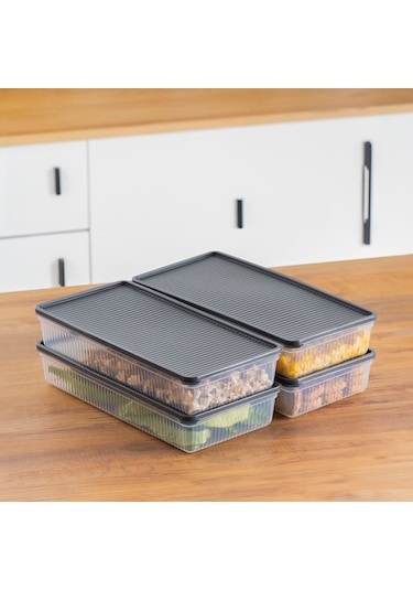 Porsima 1101 Dikdörtgen No-Frost Çok Amaçlı Saklama Kabı Set 4'lü