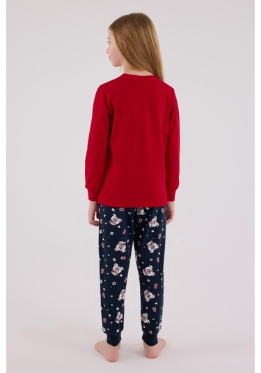 Rolypoly Kız Çocuk Uzun Kol Pijama Takım Kırmızı-1746 Kırmızı