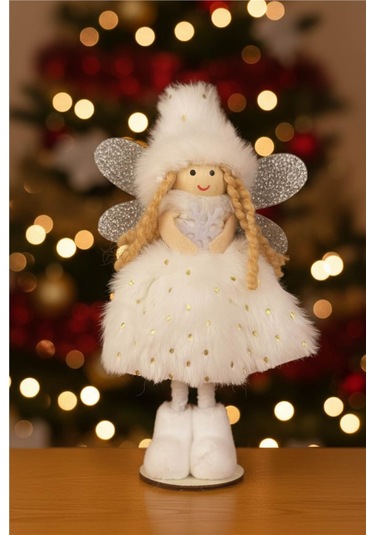 Yılbaşı Ağaç Süsü Işıltılı Melek Figürü