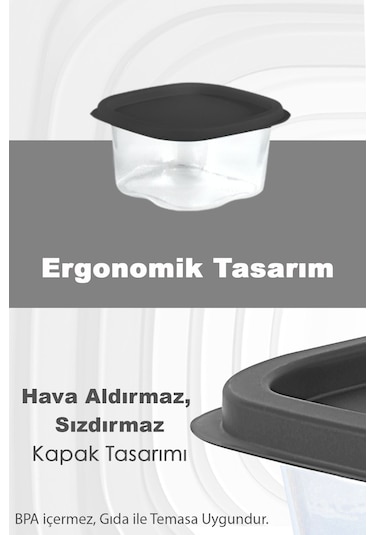 6'lı Kapaklı Kahvaltı Seti - Kahvaltılık Saklama Kabı Seti 210 Ml - Gri