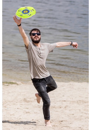 Frisbee Frizbi Fırlatma Diski Disk Atma Oyunu Çocuk Yetişkin Plaj Bahçe Oyuncak 24 cm Neon