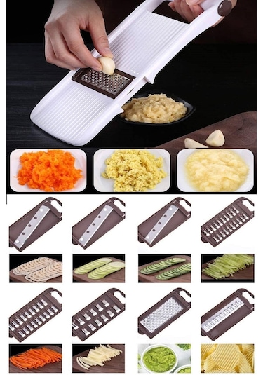 Hazneli 8 Bıçaklı Rende Sebze Patates Mandolin Doğrayıcı Dicer