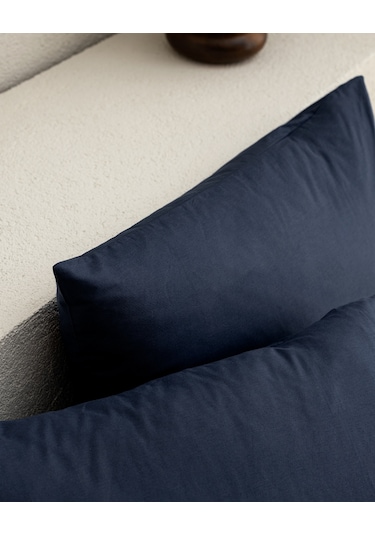 Madame Coco Manon %100 Pamuk Ranforce Düz 2'li Yastık Kılıfı Seti Lacivert