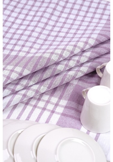 Pamuklu Lila Renkli Pöti Kareli 4'lü Kurulama Bezi, Beslenme Örtüsü, Servis Peçetesi