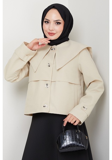 Pelerin Görünüm Astarlı Trenç 1625 - Bej Bej