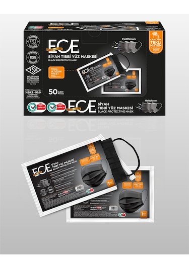 Ece Tek Tek Paketli Siyah Maske 600 Adet