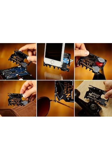 Ninja Wallet Ninja Kamp Çakısı 18 İn1 Multi Tool Kit Survival Kit Çok Renkli