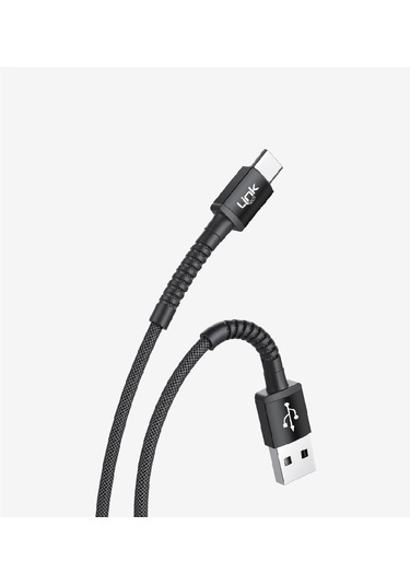 K552 Safe 3a Örgülü Metal Başlı Usb'den Type-c'ye Şarj Kablosu Siyah