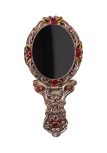 Otantik İşlemeli Taşlı Zamak Döküm Katlanır El Aynası