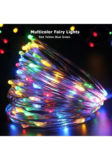 Pazly 10 Metre 100 Led Güneş Enerjili Bahçe Aydınlatma, 8 Modlu Su Geçirmez Renkli Bakır Tel Dekoratif Işık