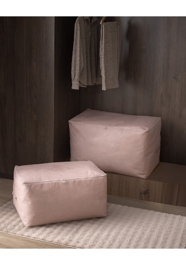 Madame Coco Çiçek Desen Baskılı 2'li Hurç - Pudra 8684427147702 Pudra