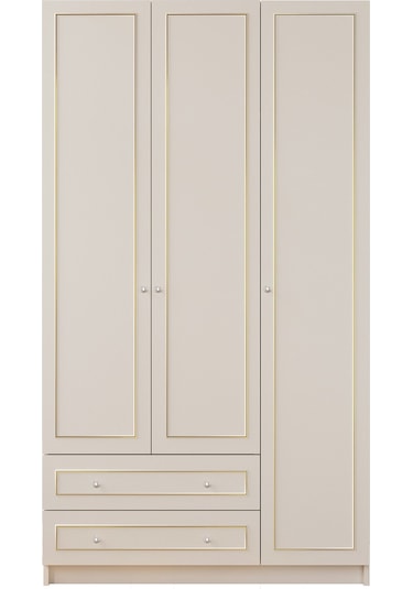 Rabi Mobilya Gold Country 3 Kapaklı 2 Çekmeceli Gardırop