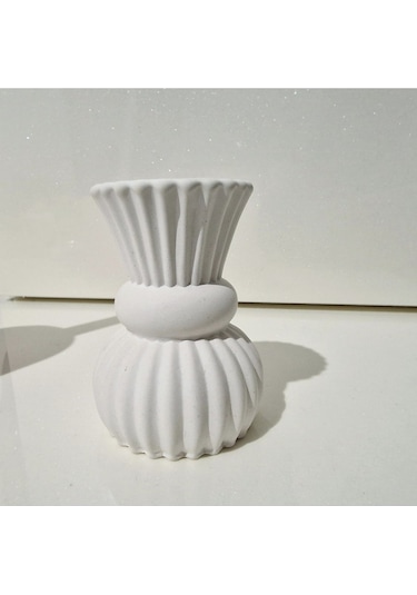 El Yapımı Boğumlu Alçı Şamdan Mumluk Ham, Boyasız