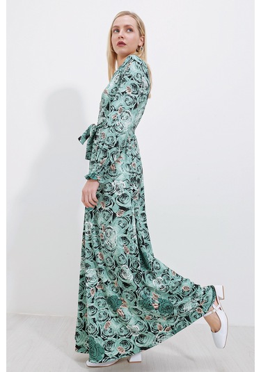 1525 Örme Tesettür Elbise - Mint 001