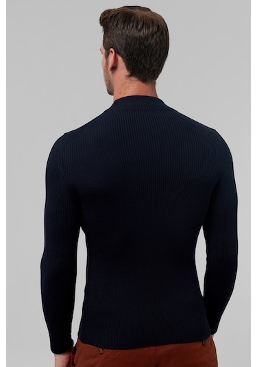 Twn Slim Fit Lacivert Rib Örgü Kazak 5ec0606317701 101