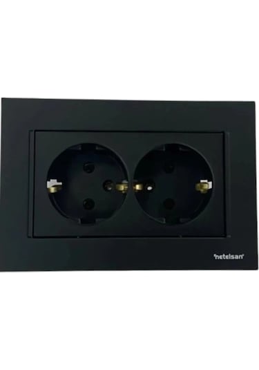 Netelsan Byobu Siyah İkili Topraklı Priz Çerçeveli