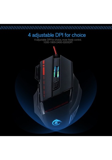 Prestigegoods 5500 Dpı Hxsj A907 Oyun Faresi - 7 Düğmeli, Ergonomik, Usb Kablo A907