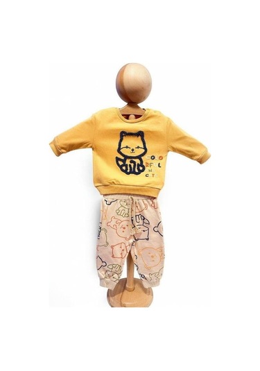 Erkek Çocuk Kedi Nakışlı Eşofman Takım-15450 HARDAL