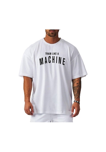 Siyah Muscleguys Yaz Fitness Giysileri Erkek Hızlı Kuruyan Nefes Alabilir Koşu Antrenman Bol Kısa Kollu Antrenör Üstü