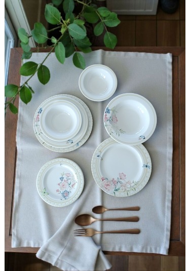 Akayev Porselen Fiorina 24 Parça Yemek Takımı Beyaz