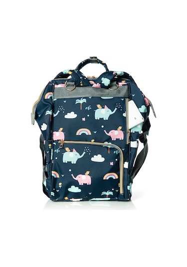 Lal Baby Fil Desenli Anne Bebek Bakım Sırt Çantası Lacivert