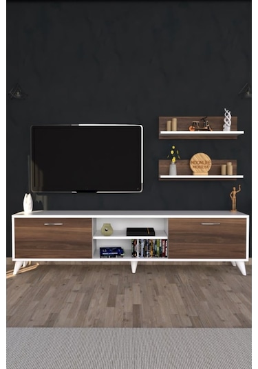 Moonlife Zümrüt Tv Ünitesi  Beyaz Ceviz