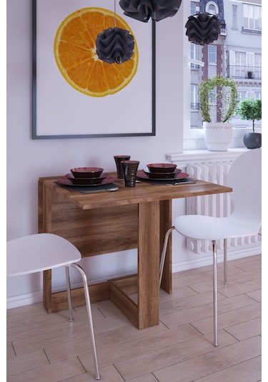 Dekorfim DF01108BR Pratik Portatif Katlanır Masa Mutfak ve Yemek Masası