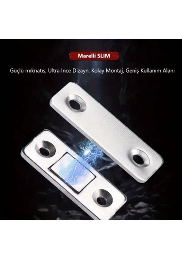 Marelli Slım Mıknatıslı Kapak Tutucu Kapı, Çekmece Tutucu, Çıt Çıt 5 Adet