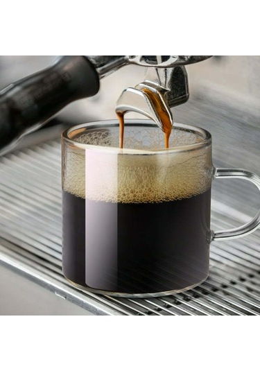 Yaozixa 4'lü 118 Ml Borosilikat Cam Espresso Bardak Seti, Kollü, Mikrodalga Ve Lavaboda Güvenli, Sıcak/soğuk İçecekler İçin Şeffaf