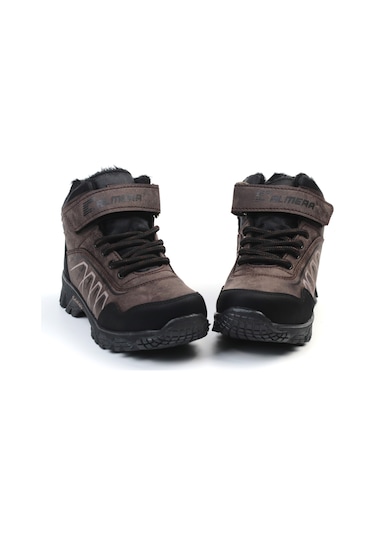 Unisex Çocuk Kahve Siyah İçi Kürklü Kışlık Termo Taban Suya Soğuğa Dayanıklı Günlük Rahat Outdoor Bot Kahverengi