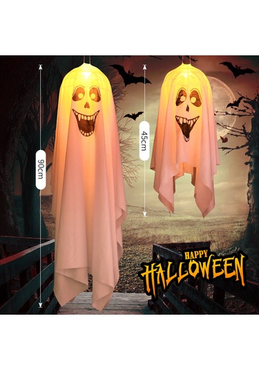 Mufunye Halloween Dekorasyon Led Işıkli Beyaz Büyük Çığlık Yüzü Perde Fantom Avize Odalar İçin Stüdyo Atmosferi Beyaz