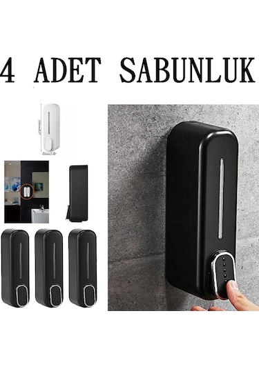 4 Adet Duvara Monte Basmalı Sıvı Sabun Bulaşık Deterjanı Şişesi