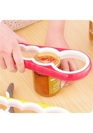 4 Boy Sıkışmış Şişe Kavanoz Konserve Kapağı Açma Aparatı Açacağı Çok Renkli