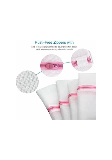 Qingmipy 6'lı Çamaşır Koruma Filesi Seti - Hassas Kıyafetler İçin Nefes Alabilir Çamaşır Torbası Pembe