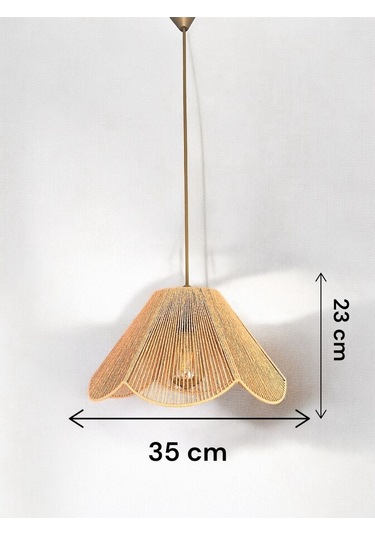 Hasır El Yapımı Bohem Çiçek Şekilli Rustik Avize - Kahverengi Kahverengi