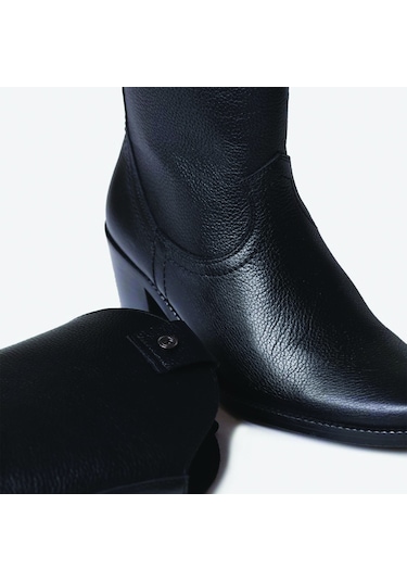 Negre Bot Kadın Ubeda Toni Pons Leather Cowboy Ankle Boots Wıth Heel Siyah